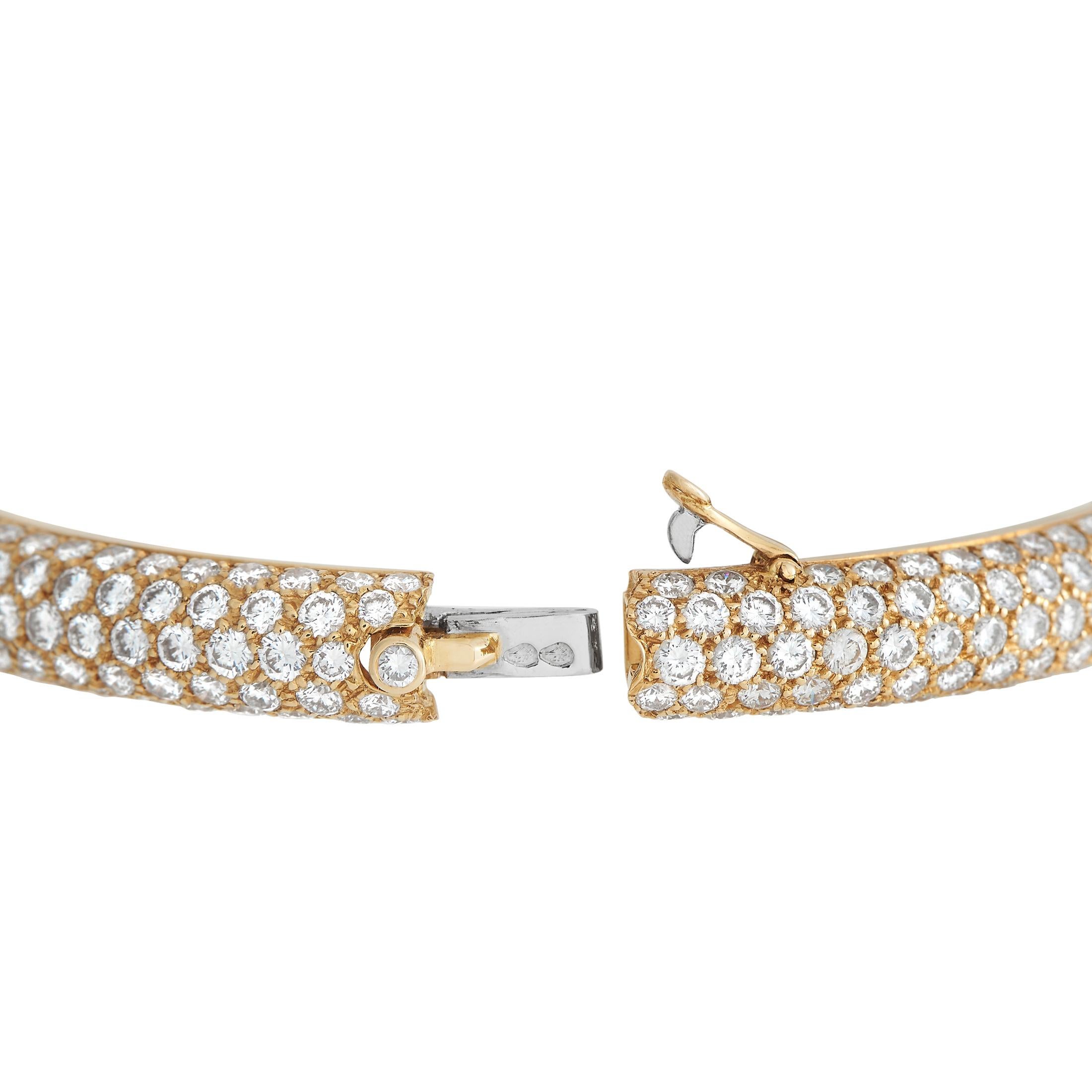 Round Cut Cartier 18K Yellow Gold 13.11ct Diamond Pave Bracelet For Sale