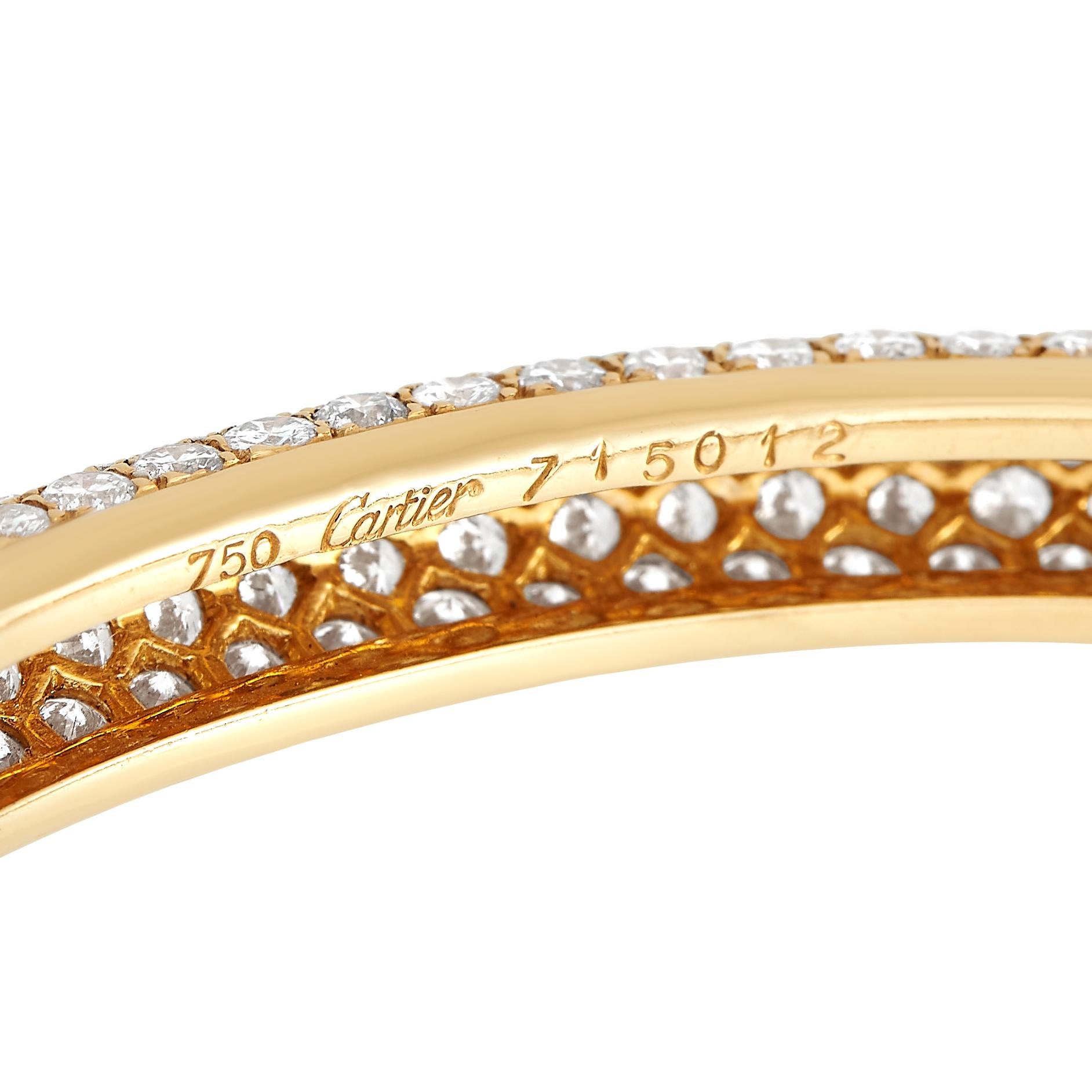 Cartier Bracelet en or jaune 18 carats pavé de diamants 13,11 carats Excellent état - En vente à Southampton, PA