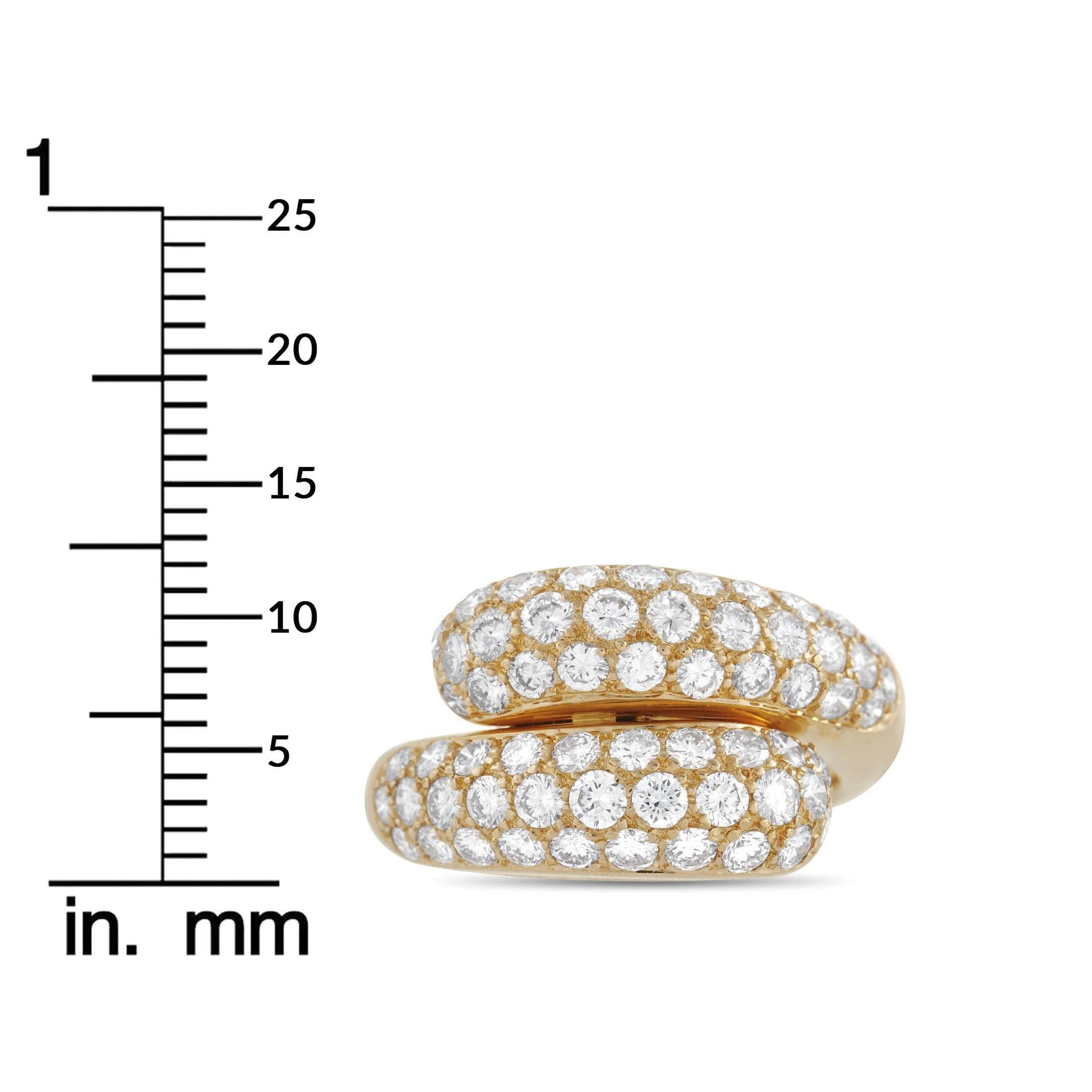 Round Cut Cartier 18K Yellow Gold 1.50 Ct Diamond Pavé Bypass Ring