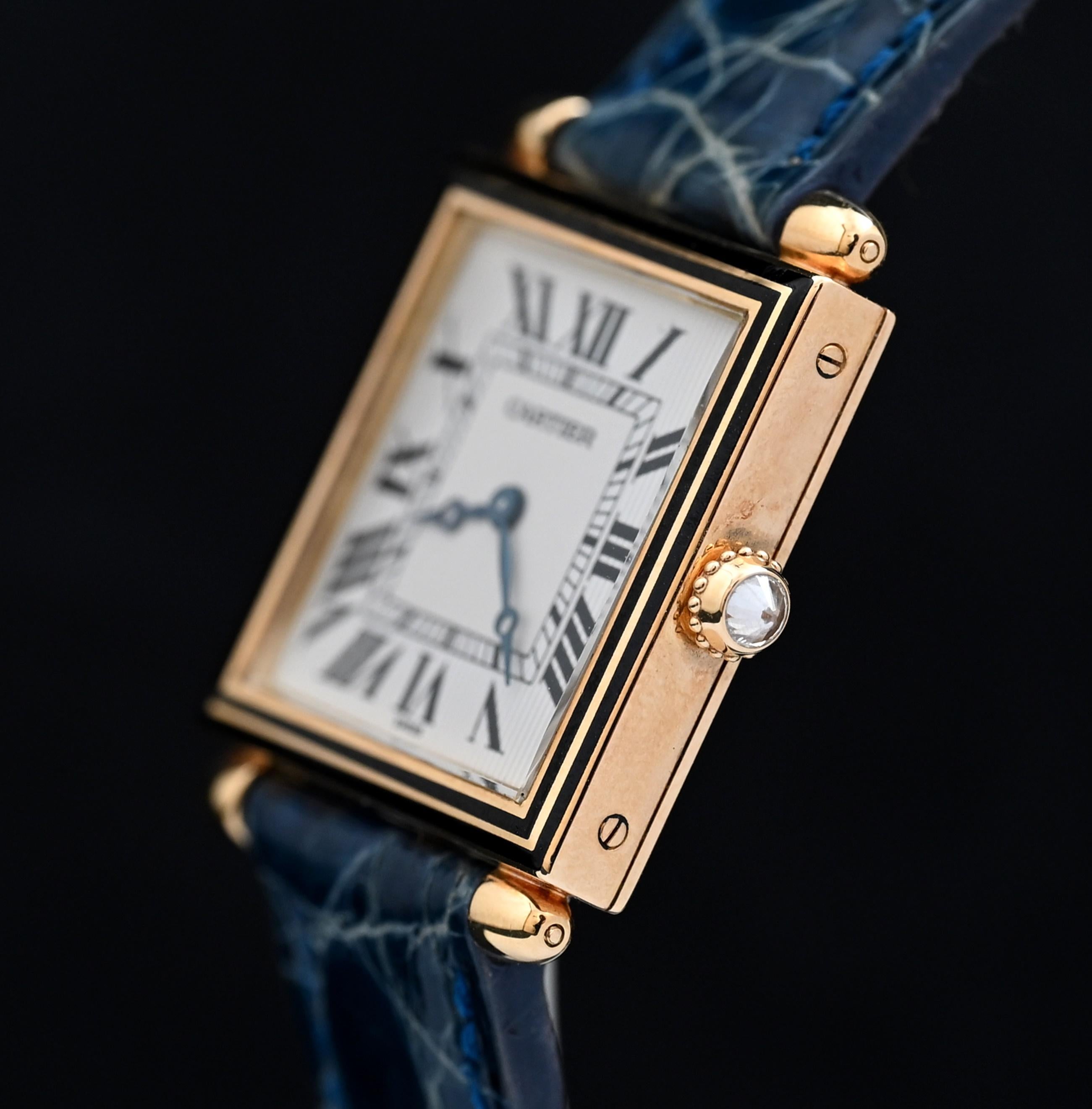 Cartier 18 Karat Gelbgold 1630 Quarz Tank Obus Tank Obus, 1990er Jahre im Zustand „Gut“ im Angebot in Central & Western District, HK