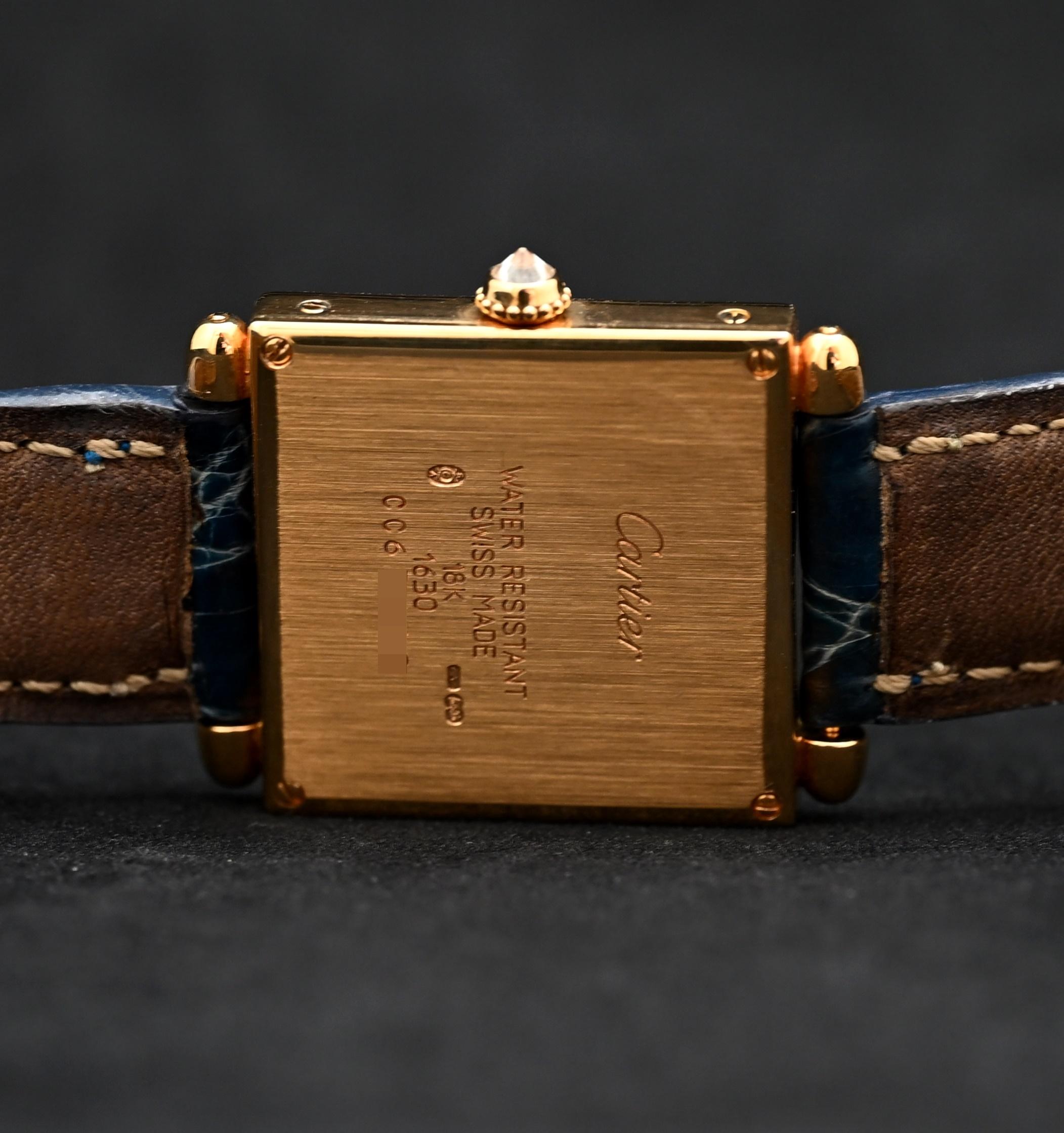 Cartier 18 Karat Gelbgold 1630 Quarz Tank Obus Tank Obus, 1990er Jahre im Angebot 2