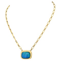 Cartier 18K Yellow Gold 1970's Fire Opal Bezel Set Necklace
