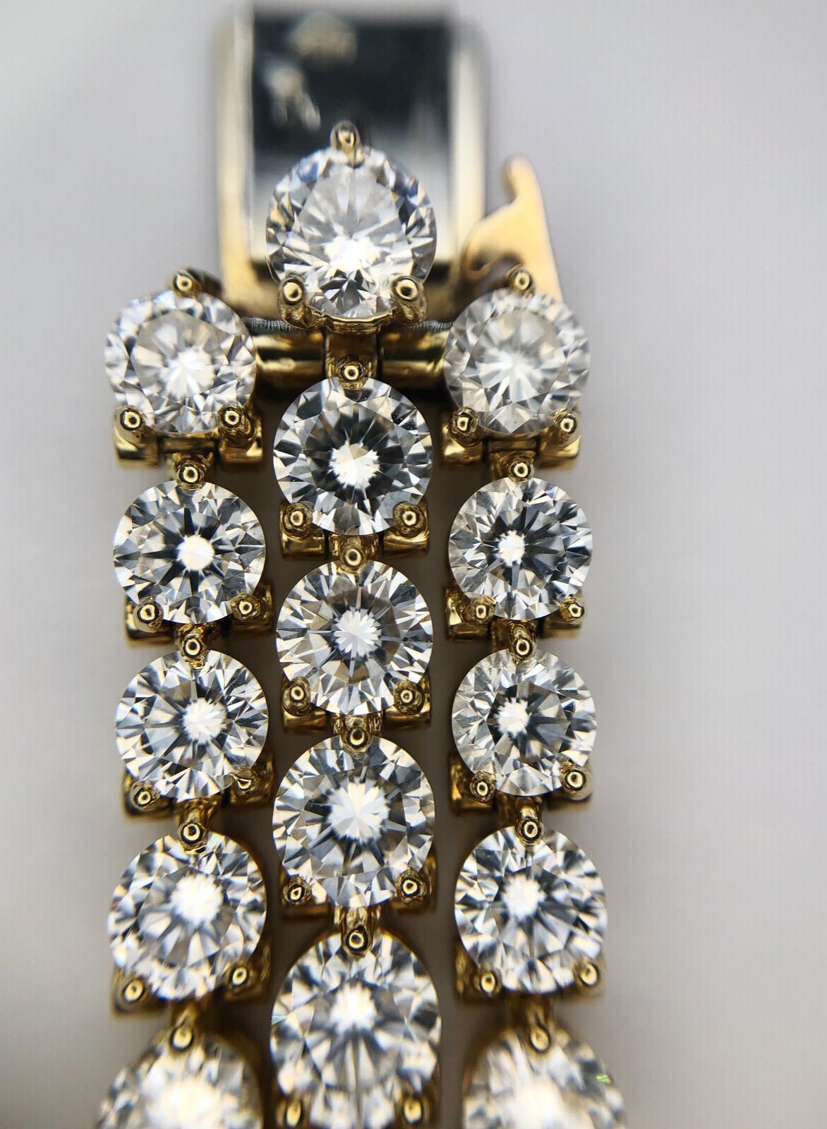 Women's Cartier 18K Yellow Gold 3-Row Tennis Bracelet with approx 26.71 ctw Diamonds