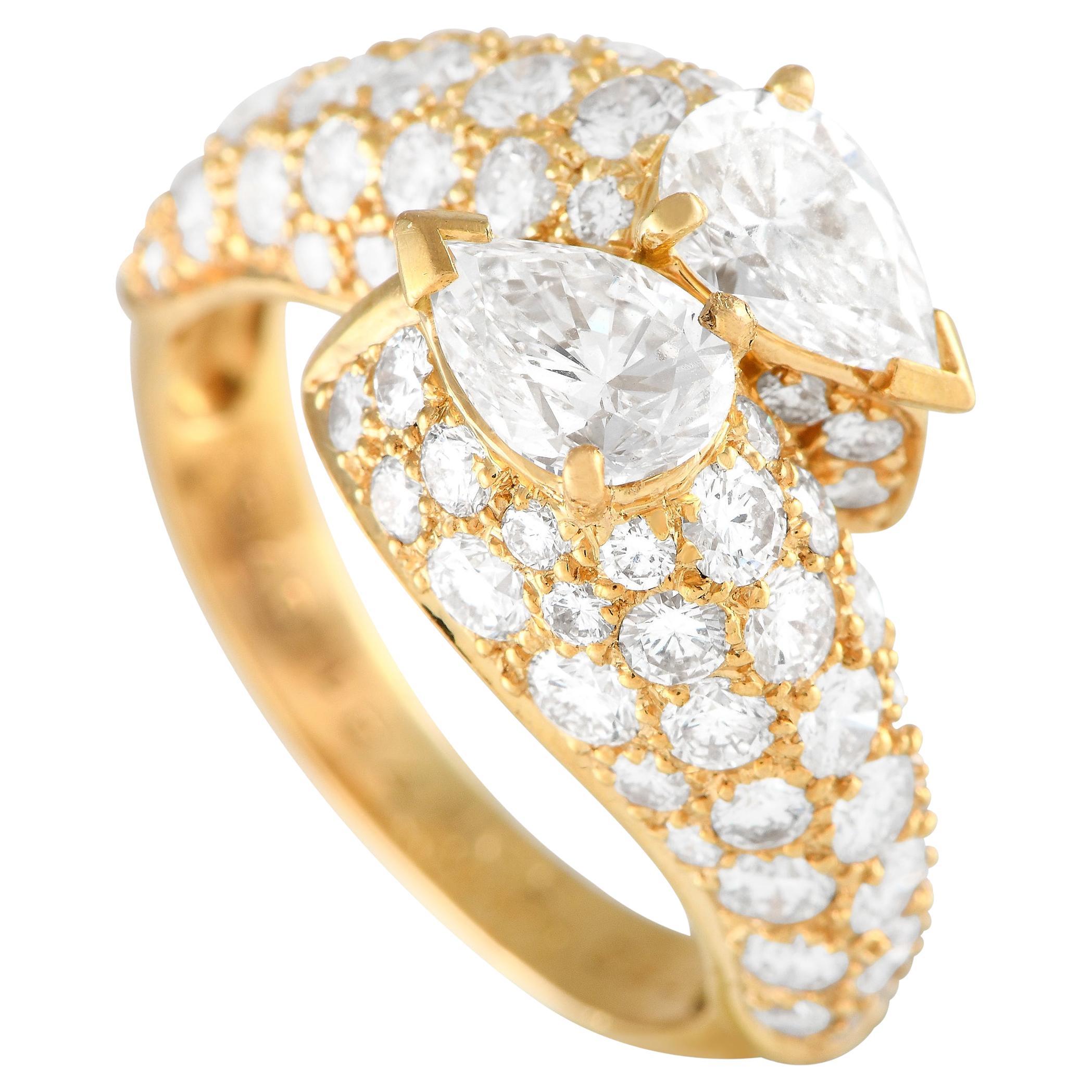 Cartier 18k Yellow Gold 3.22 Carat Diamond Crossover Ring For Sale