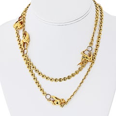 Cartier 18K Yellow Gold 33 Inch Animal Station Chain Necklace