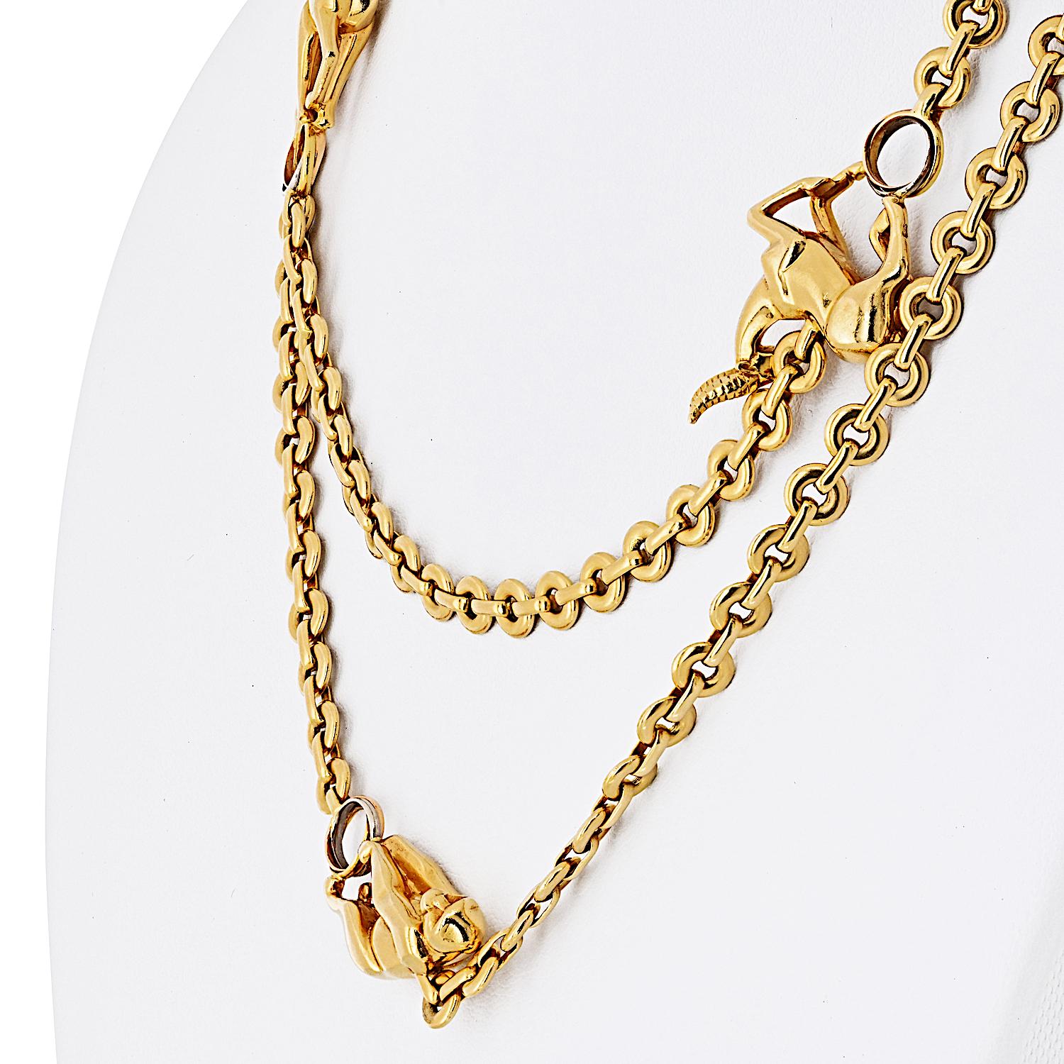 Collier en or jaune 18 cartier avec station animale sur 33 pouces Excellent état - En vente à New York, NY