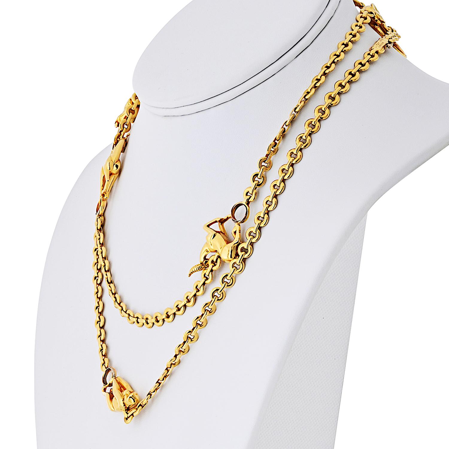 Collier en or jaune 18 cartier avec station animale sur 33 pouces Pour femmes en vente