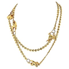 Cartier 18K Yellow Gold 33 Inch Animal Station Chain Necklace
