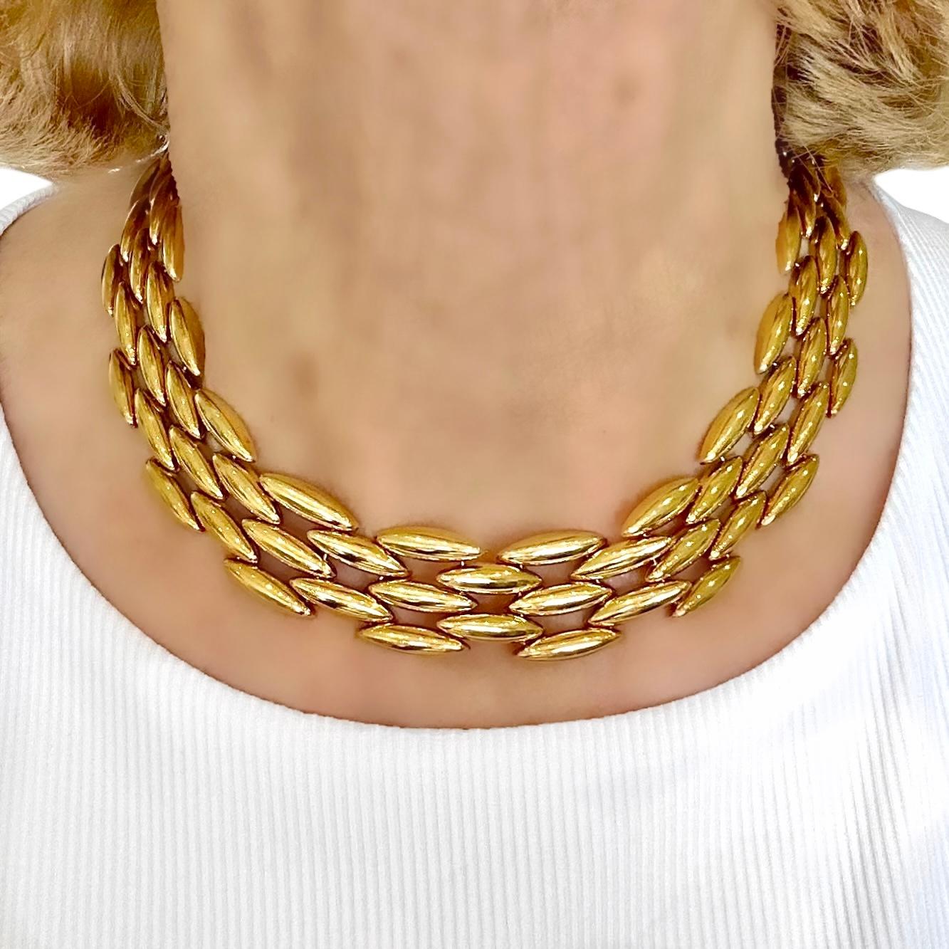 Collier ras du cou en or jaune 18K 