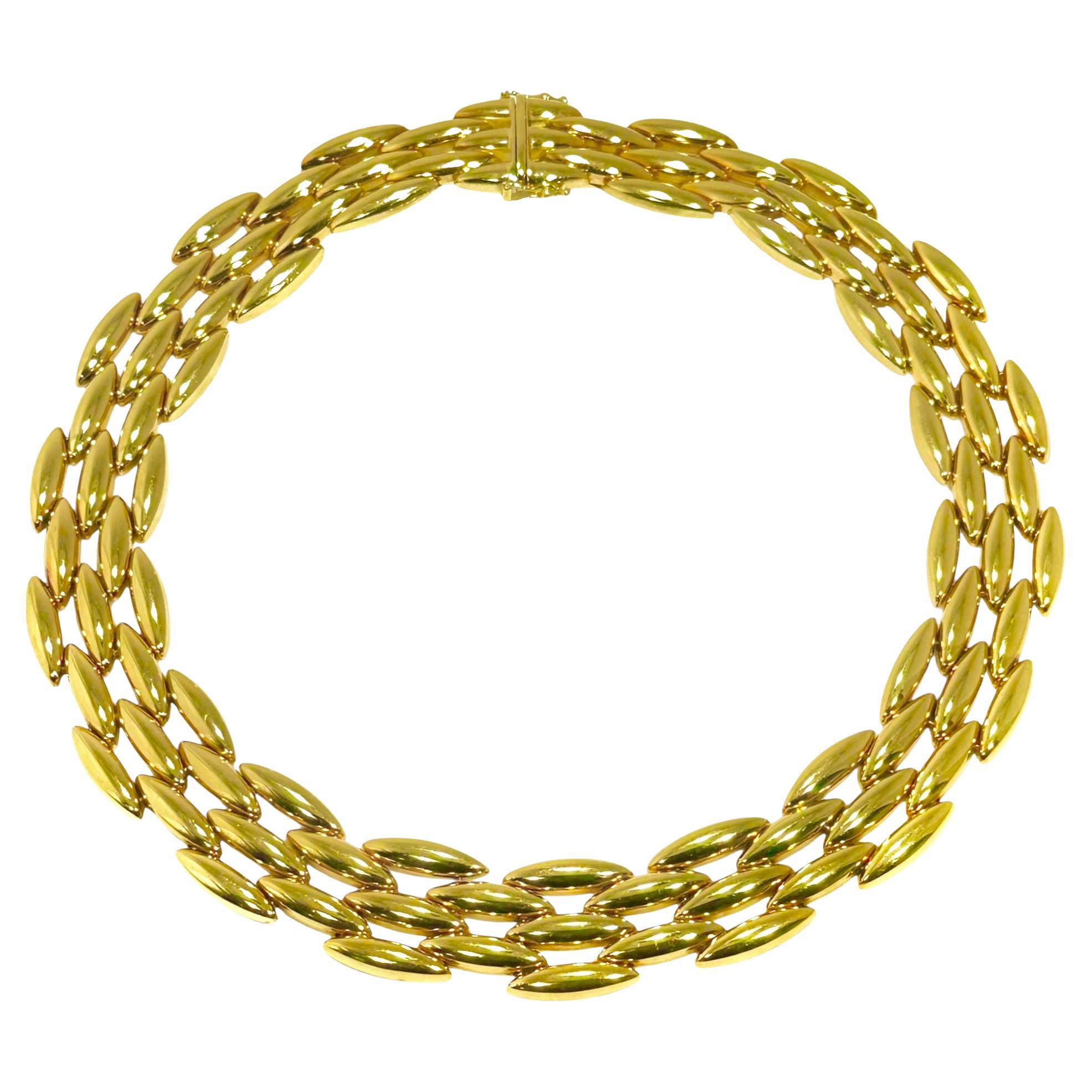 Cartier 18K Yellow Gold "Gentiane" 5 Row Rice Link Choker Necklace