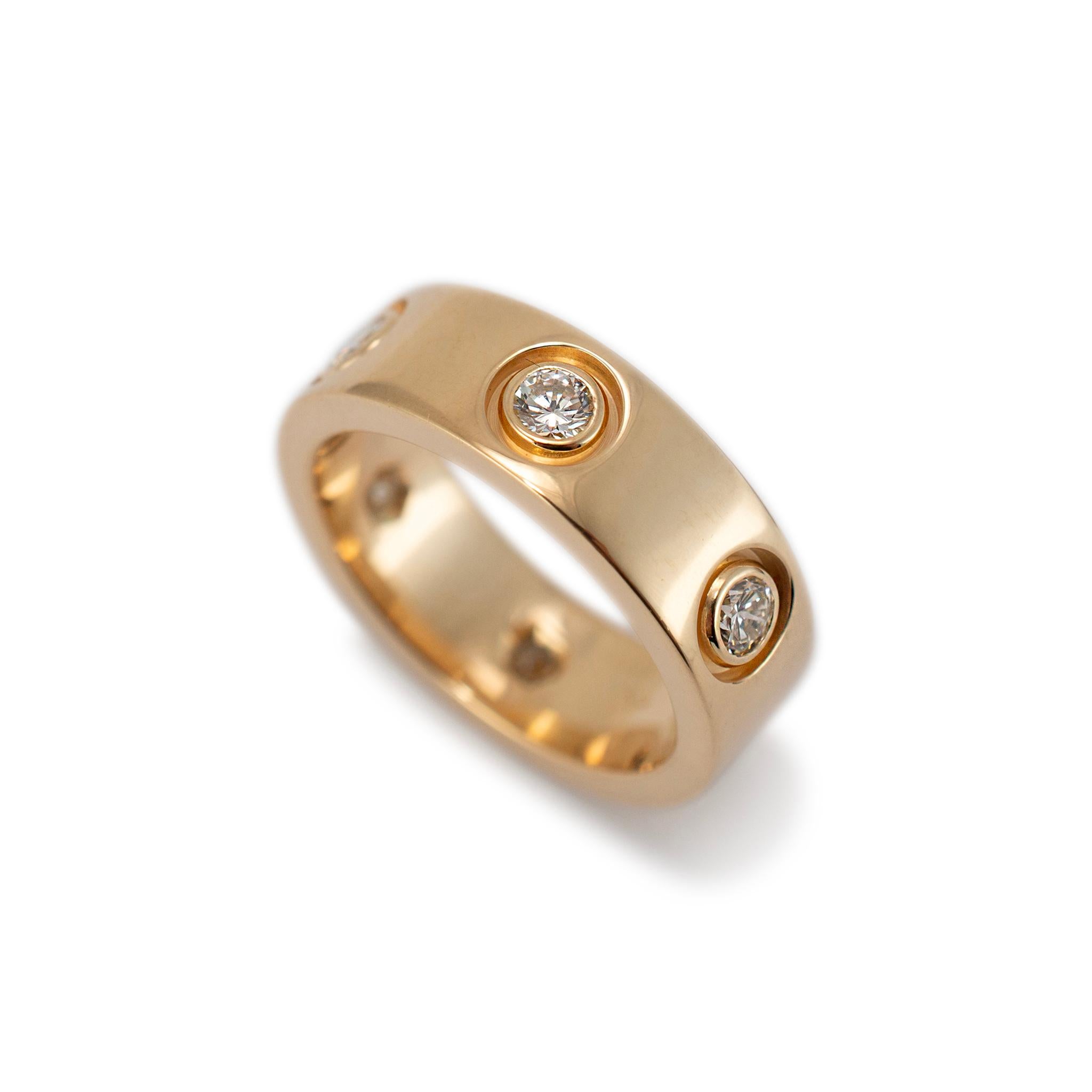 Anillo Cartier de oro amarillo de 18 quilates con 6 diamantes del amor Corte redondo en venta