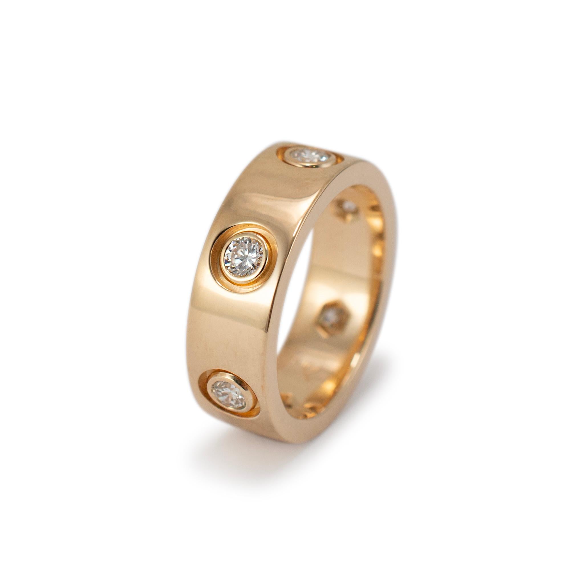 Anillo Cartier de oro amarillo de 18 quilates con 6 diamantes del amor en Excelente estado para la venta en Houston, TX