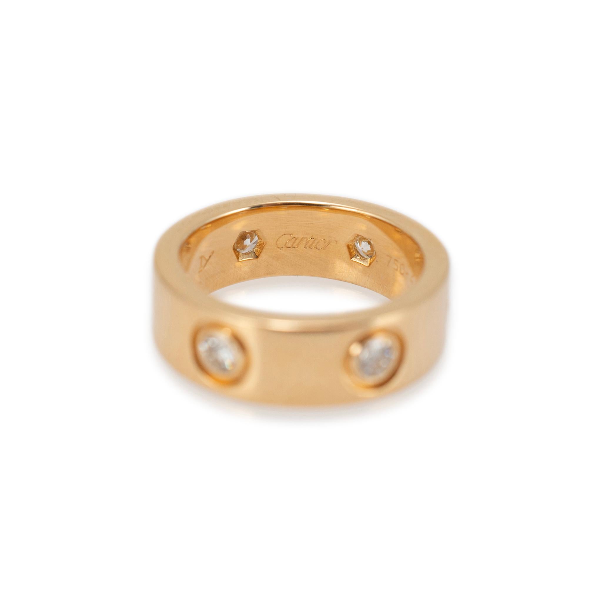 Anillo Cartier de oro amarillo de 18 quilates con 6 diamantes del amor en venta 2