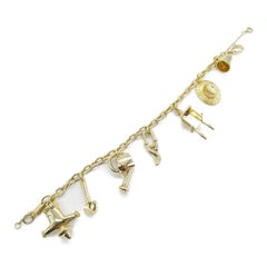 CARTIER Bracciale 7 charme in oro giallo 18k con motivo di giardinaggio con scatola e scatola esterna Raro