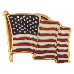 Cartier 18K Yellow Gold American Flag Tie Pin #5106