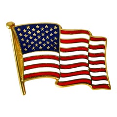 Cartier 18K Yellow Gold American Flag Tie Pin