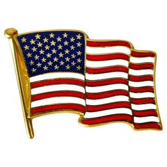 Cartier 18K Yellow Gold American Flag Tie Pin