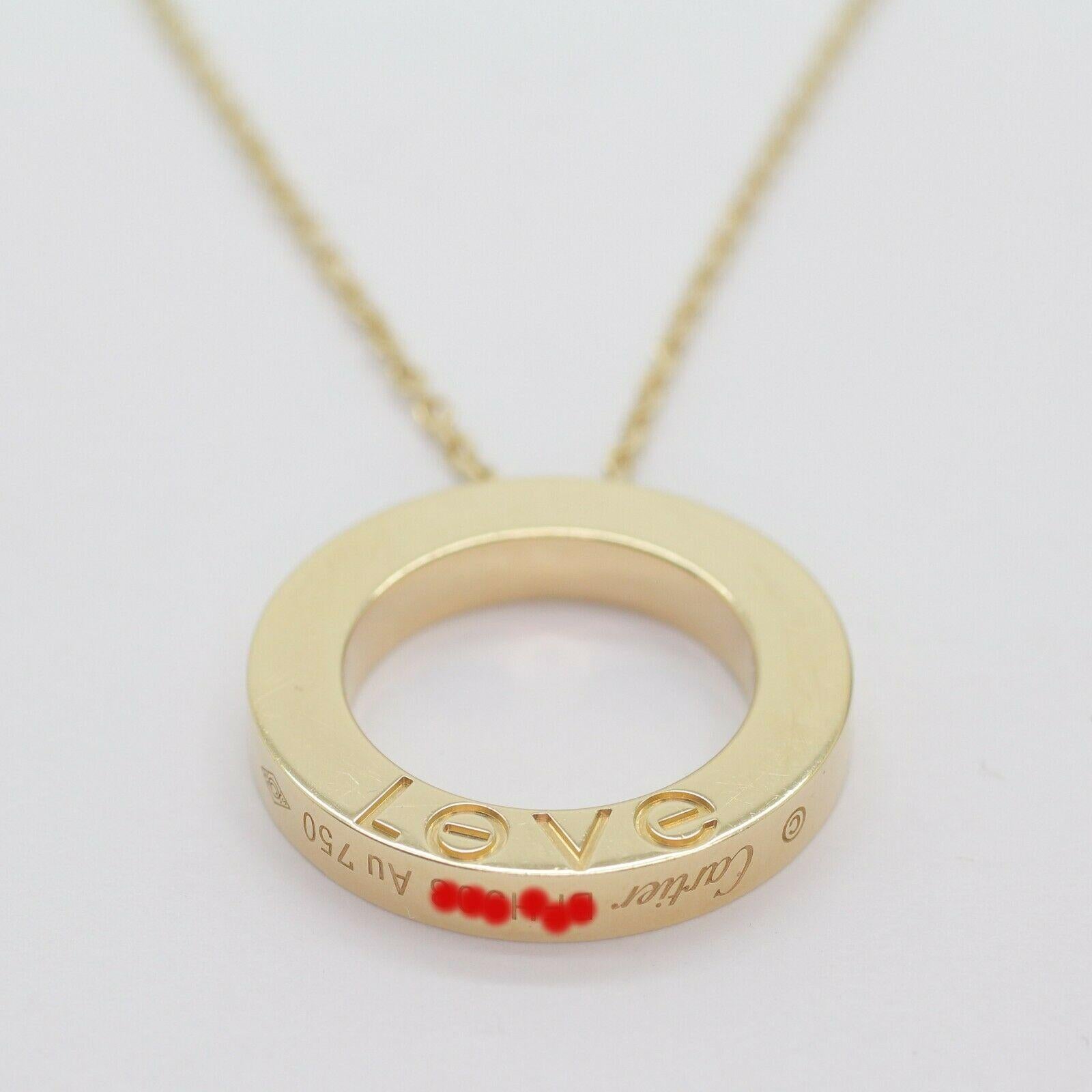 CARTIER 18K YELLOW GOLD DIAMANT-PAVED LOVE NECKLACE
Technische Daten: 
    iTEM:LOVE NECKLACECARTIER
    STONE:0.34CTTW DIAMONDS
    Gewicht:   14.63 GR
    METALL: 18k GELB-Gold
    HALLMARK: 