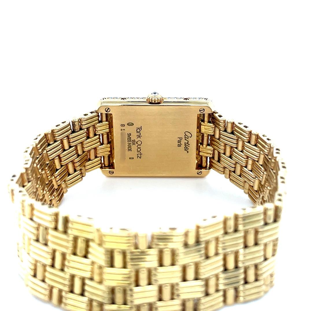 Cartier, 18K Yellow Gold and Diamond Tank Louis Watch In Good Condition For Sale In Chicago, IL