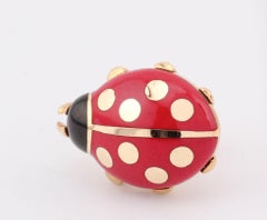 Cartier 18k Yellow Gold and Enamel Ladybug Pin Brooch