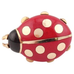 Cartier 18k Yellow Gold and Enamel Ladybug Pin Brooch
