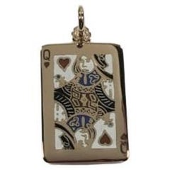 Cartier 18k Yellow Gold and Enamel Vintage Queen of Hearts Pendant Charm