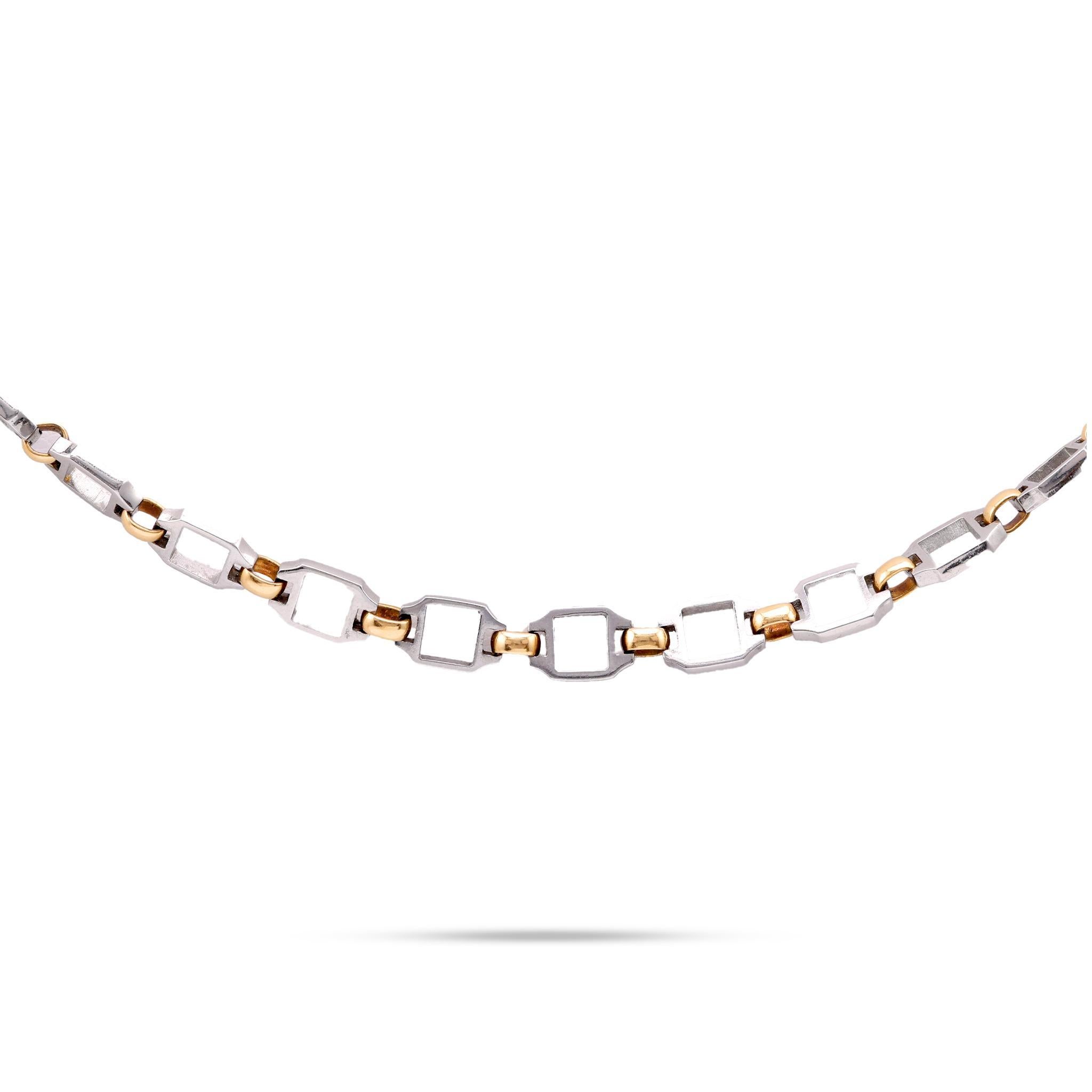 Cartier Halskette aus 18 Karat Gelbgold und Stahl mit Kette im Zustand „Hervorragend“ in Beverly Hills, CA