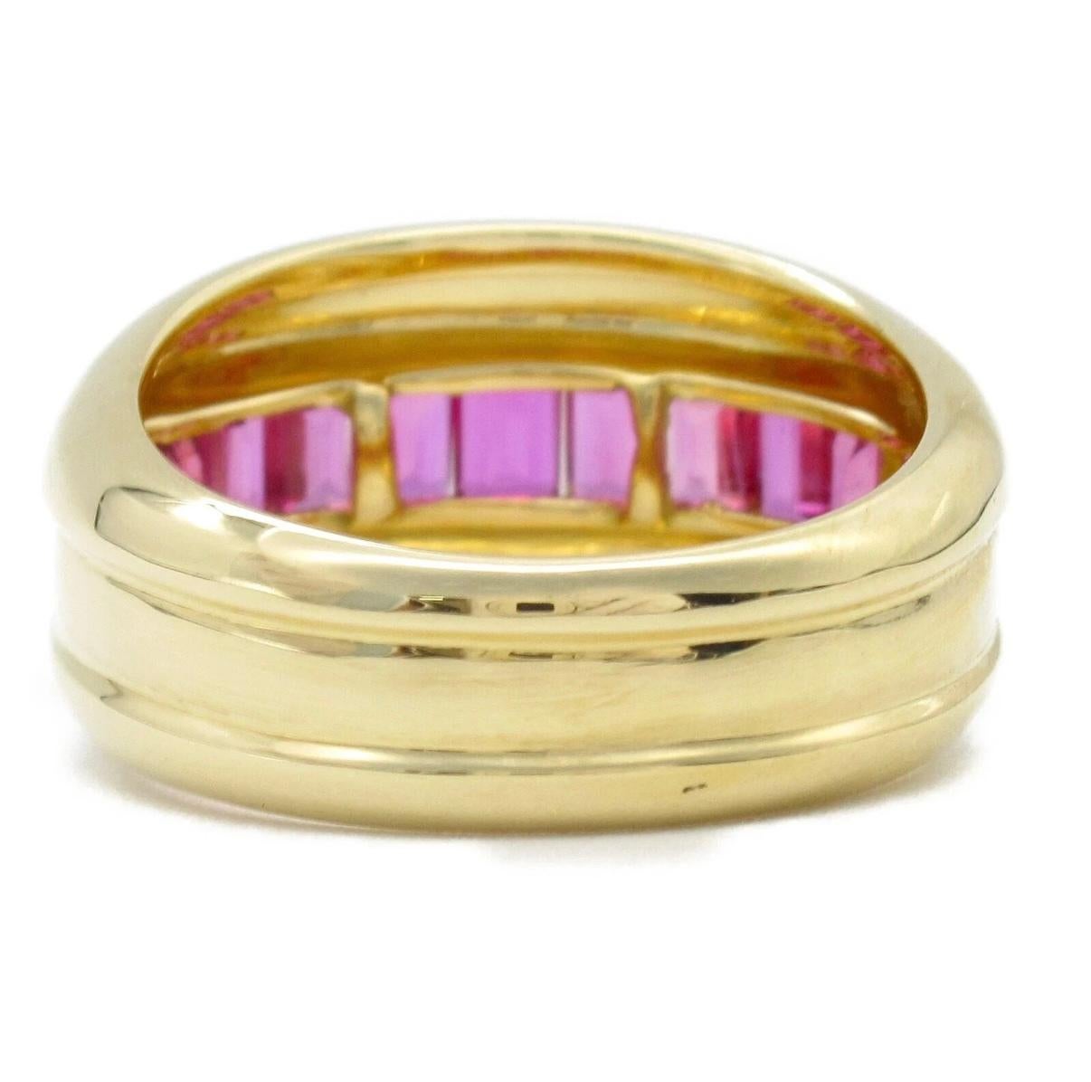 CARTIER 18k Yellow Gold & Baguette Ruby Cocktail Ring 1980s Vintage 3