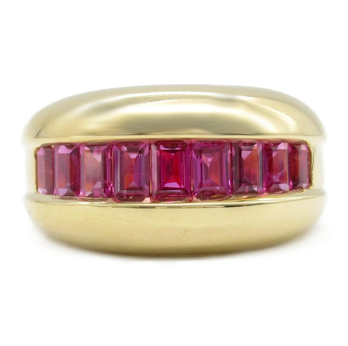 CARTIER 18k Yellow Gold & Baguette Ruby Cocktail Ring 1980s Vintage 4