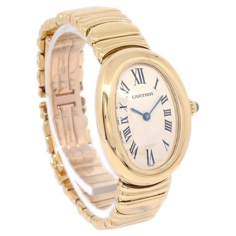 CARTIER 18K Yellow Gold Baignoire Women's Wrist Watch For Sale at 1stDibs