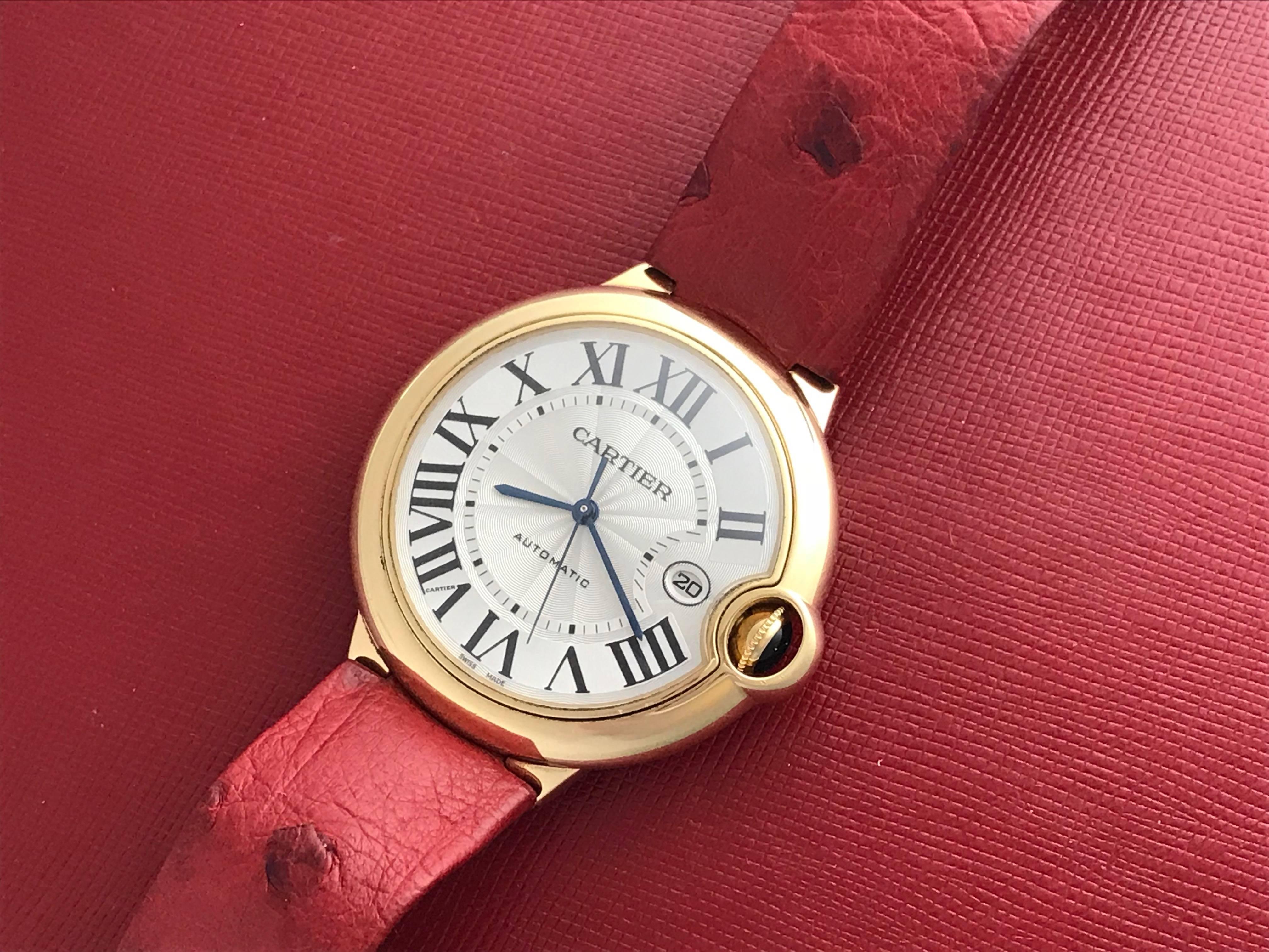 Contemporary Cartier 18k Yellow Gold Ballon Bleu Automatic Wrist Watch Ref W6900551