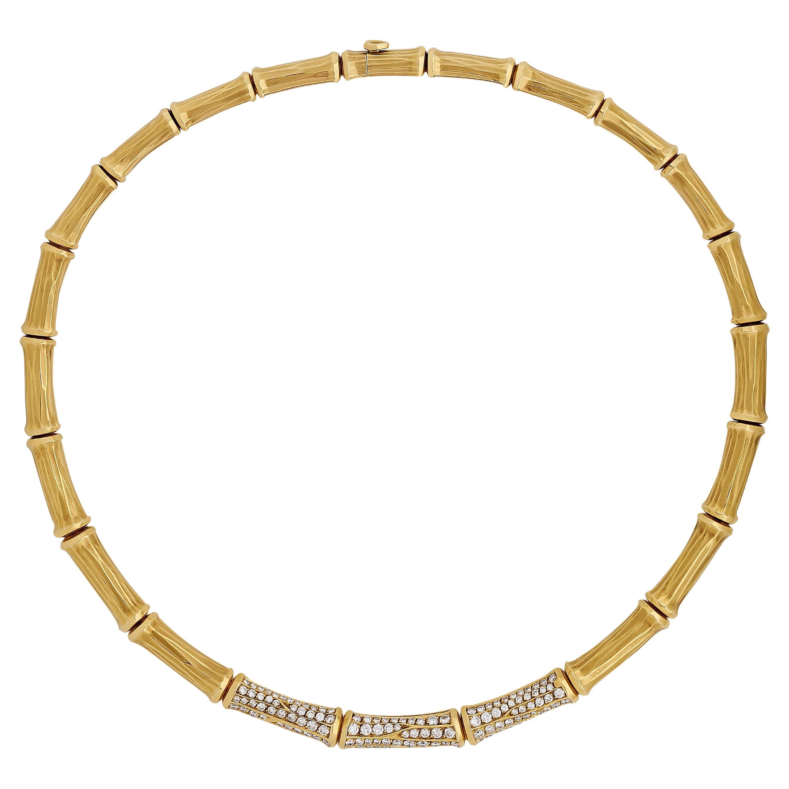 Cartier Collana Bamboo Link Diamante in oro giallo 18 carati in vendita