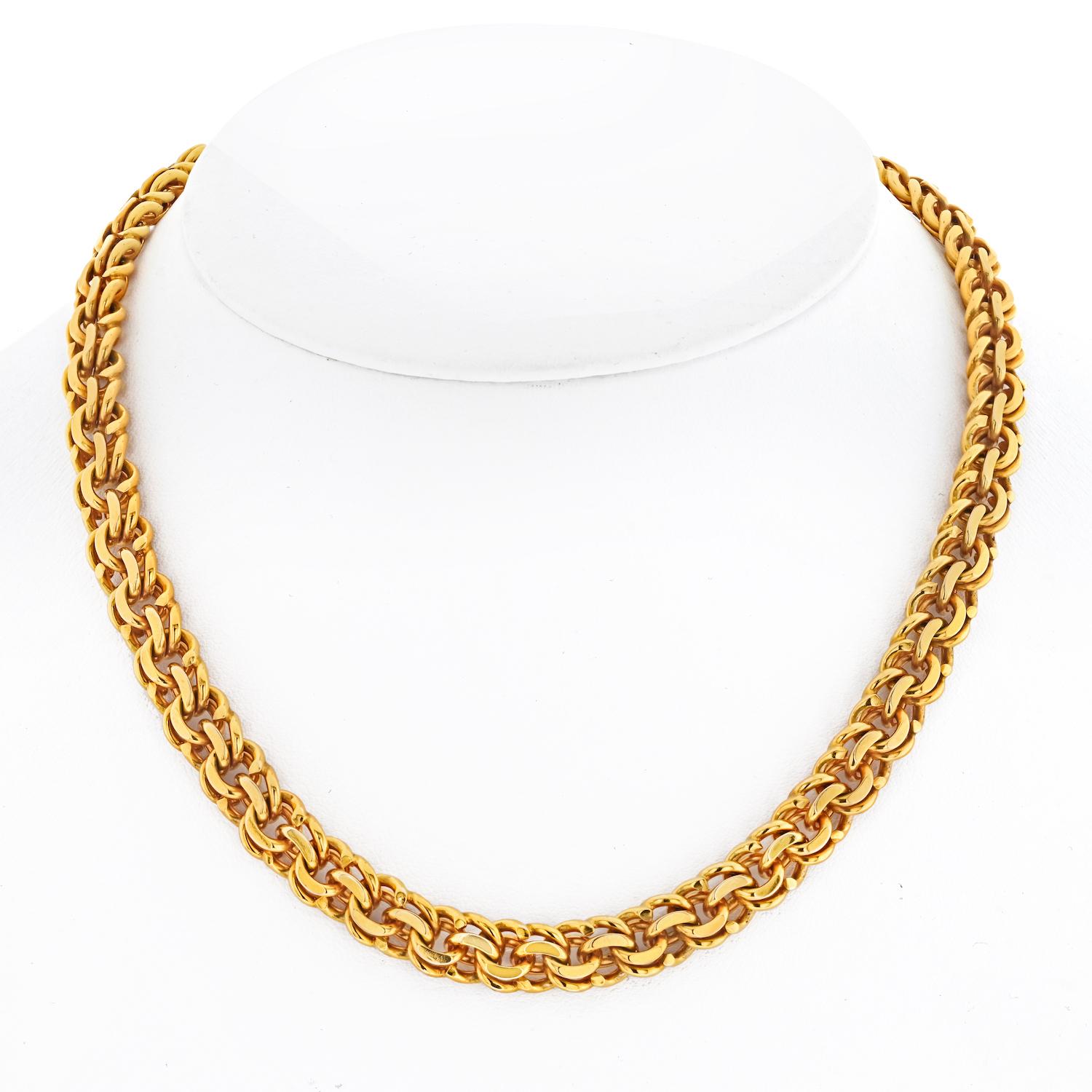 Looks like you are after a vintage style chain. What can be better than owning a vintage chain by Cartier? 
Vintage Cartier has always been in style but gold chains have made a comeback due to their timeless appeal and versatility. They can be worn