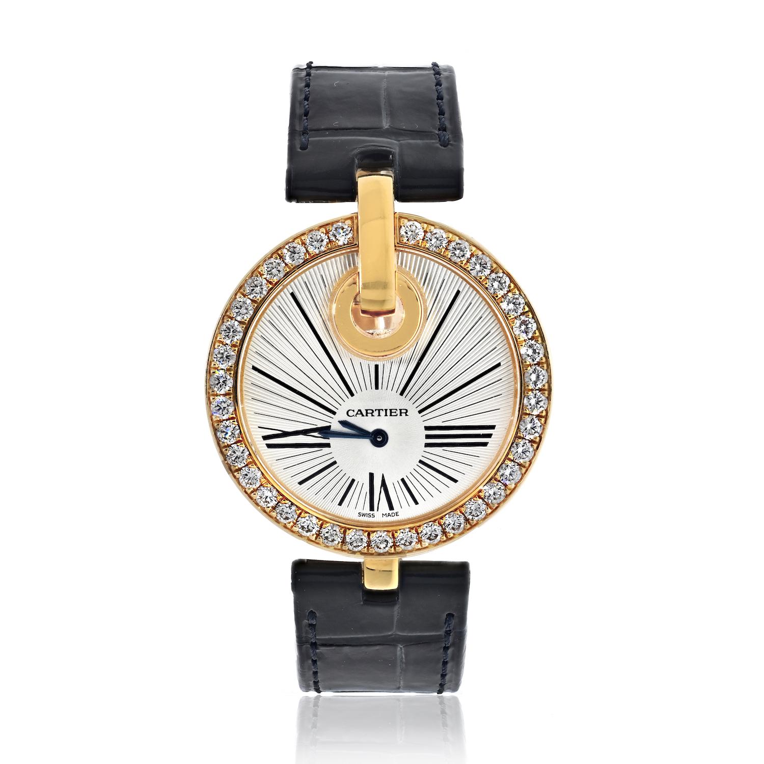 Owning a Cartier watch is a mark of prestige, and the Cartier 18K Yellow Gold Captive Diamond Case Watch is a testament to your appreciation for excellence.

The watch features a 35mm dial, an ideal size that's neither too bold nor too understated.
