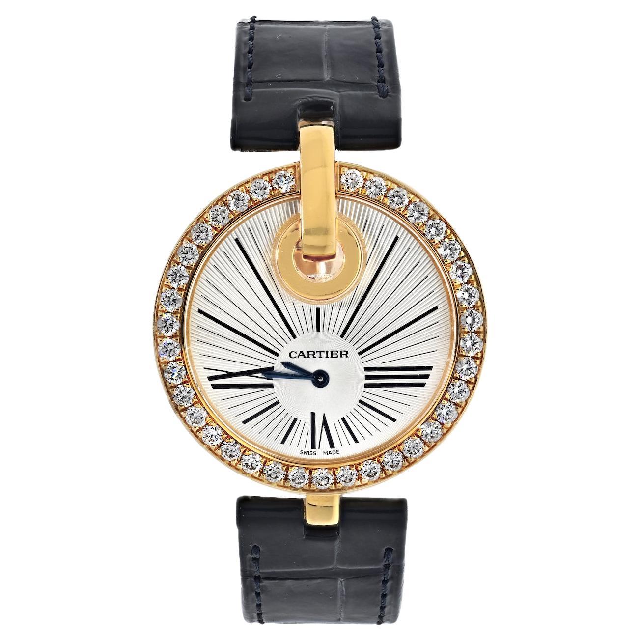 Cartier 18K Yellow Gold Captive 35mm Round Diamond Dial Ladies Watch