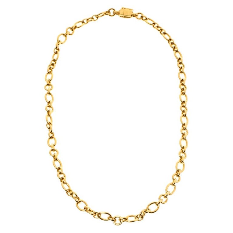 Cartier 18k Yellow Gold Chain Link Necklace For Sale at 1stDibs