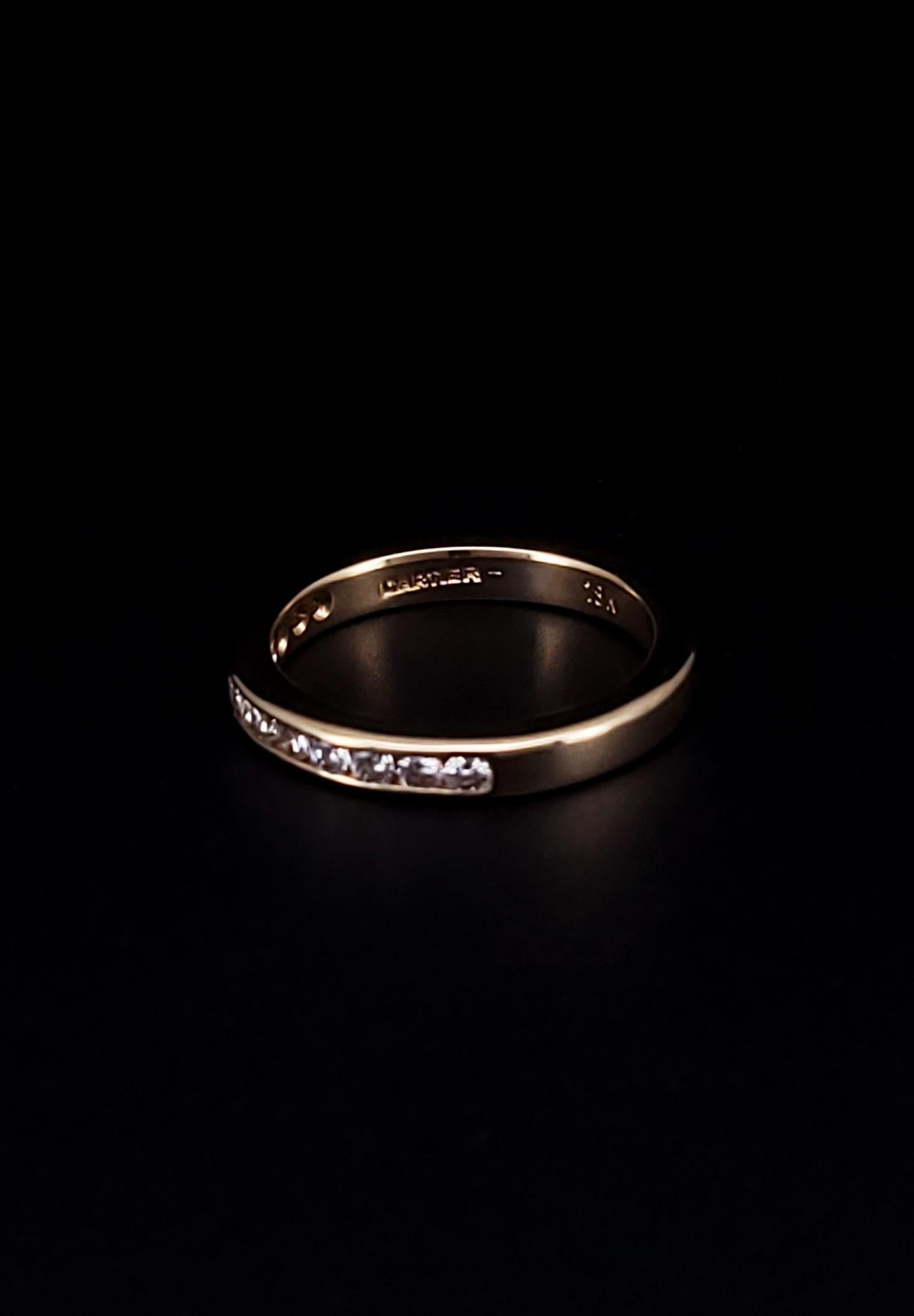 Round Cut Cartier 18K Yellow Gold Channel Set Round Diamonds Band Ring For Sale