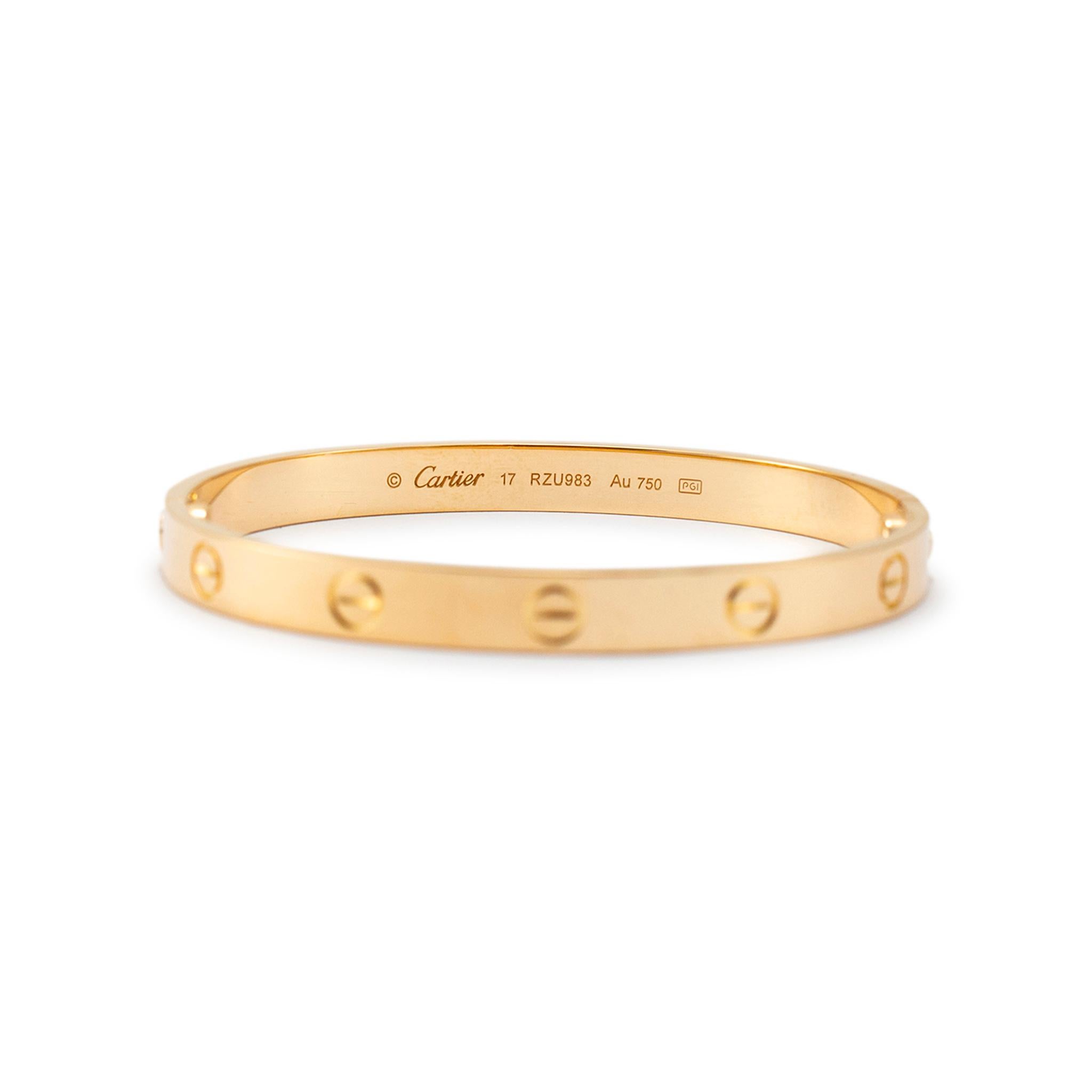 Cartier 18K Yellow Gold Classic Love Bangle Bracelet 2