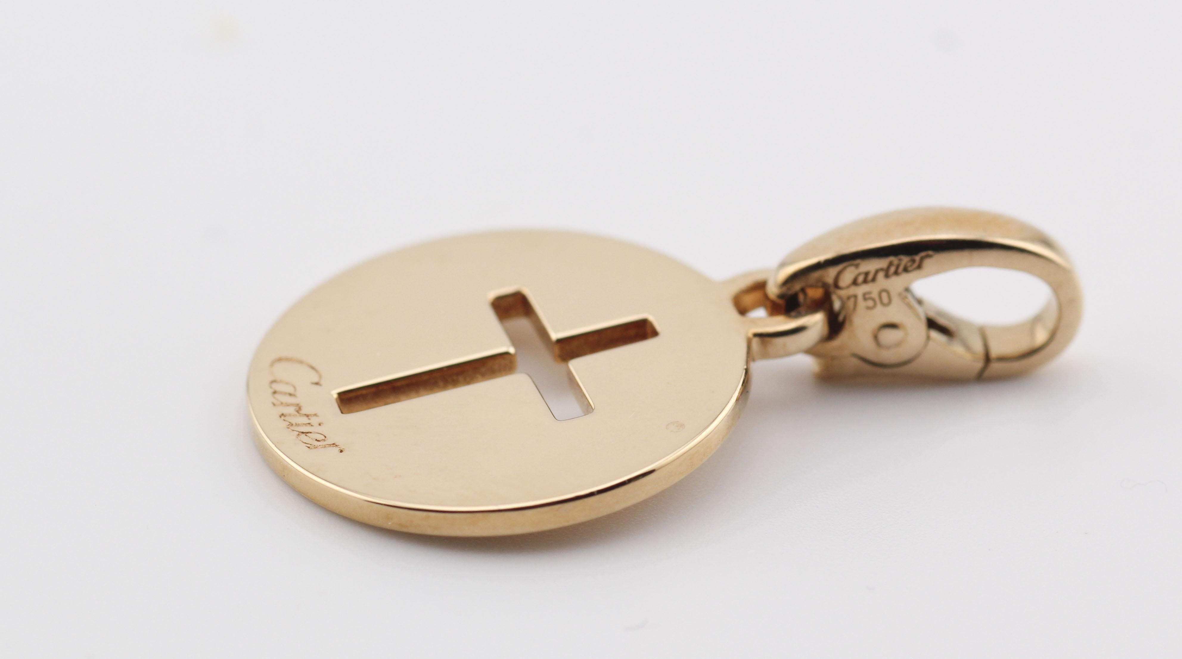 Cartier 18K Yellow Gold Cross Charm Pendant 1
