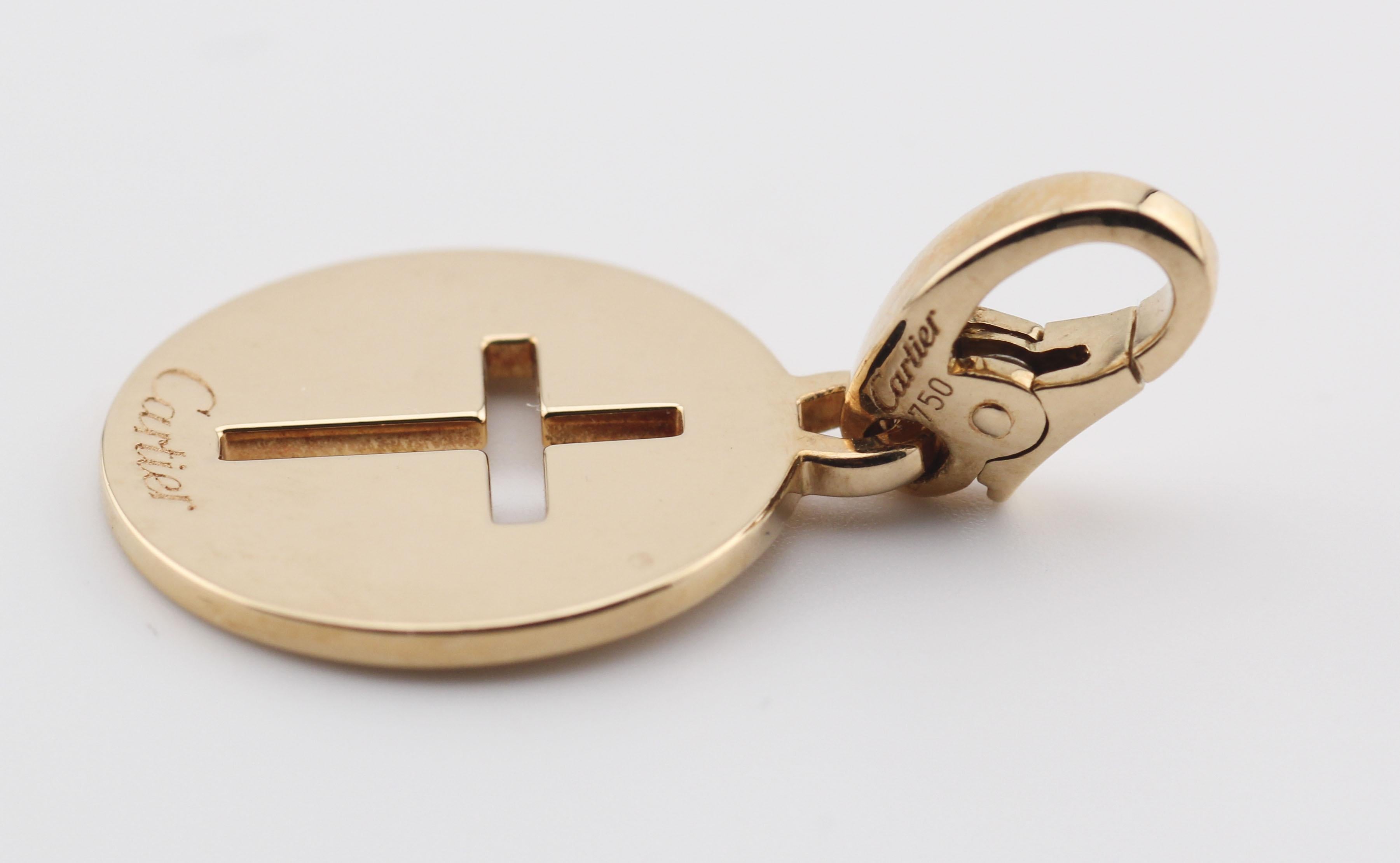 Cartier 18K Yellow Gold Cross Charm Pendant 2