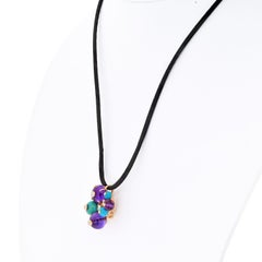 Cartier 18K Yellow Gold Delices De Goa Turquoise and Amethyst Pendant