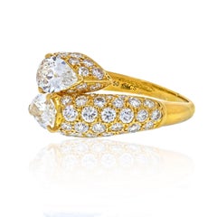 Cartier 18k Yellow Gold Deux Tetes Croisees Diamond Bypass Ring
