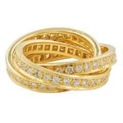 Cartier 18 Karat Yellow Gold Diamond 1.55 Carat Trinity Ring
