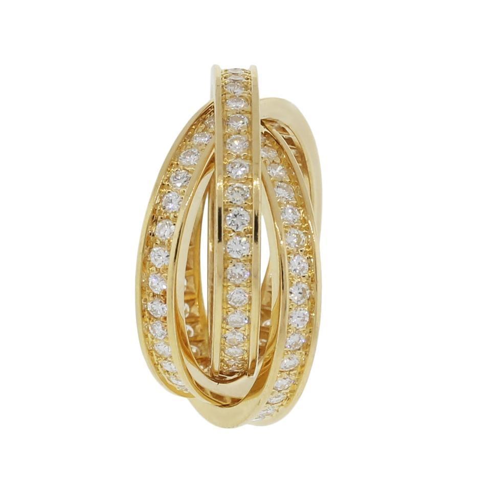 Cartier 18 Karat Yellow Gold Diamond 1.55 Carat Trinity Ring 2
