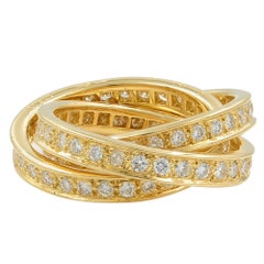 Cartier 18 Karat Yellow Gold Diamond 1.55 Carat Trinity Ring