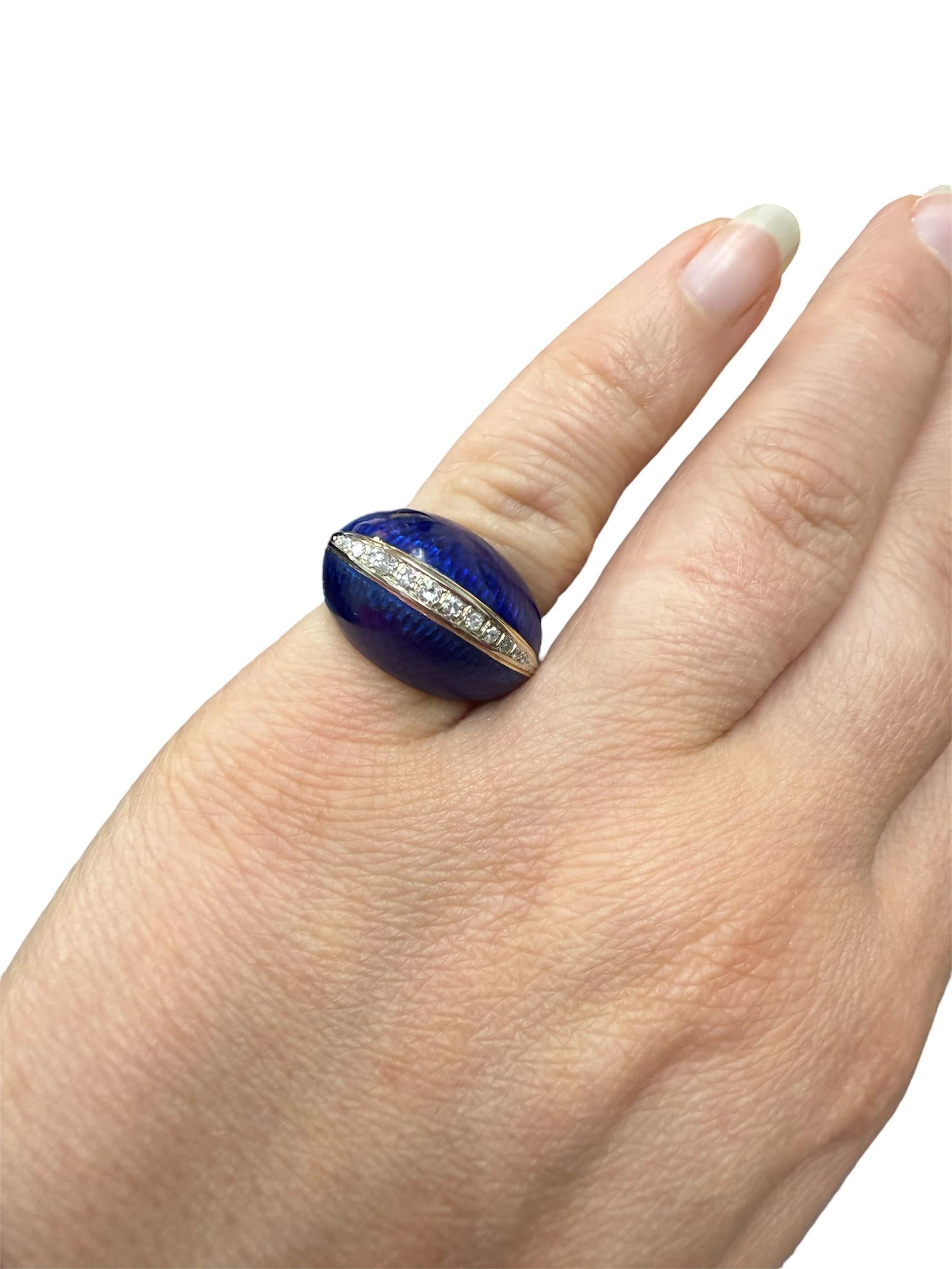 Cartier, 18K Yellow Gold, Diamond and Enamel Bombe Ring 1