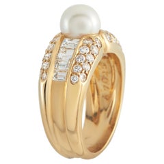 Cartier 18K Yellow Gold Diamond and Pearl Cocktail Ring