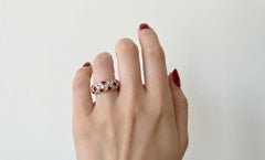 Cartier 18K Yellow Gold Diamond and Ruby Band Ring, Estate Piece