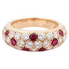 Cartier 18K Yellow Gold Diamond and Ruby Band Ring, Estate Piece