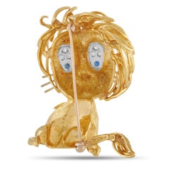 Cartier 18K Yellow Gold Diamond and Sapphire Cat Brooch